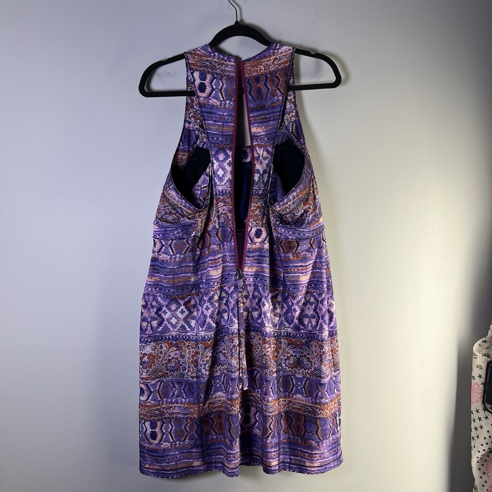 Title Nine Sz 14 Nimblene Arabella Quick Dry Shelf Bra Back Zip Purple Dress Gym - Picture 12 of 16